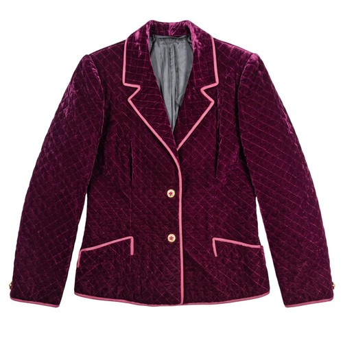 Vintage gesteppter samt blazer - vintage,