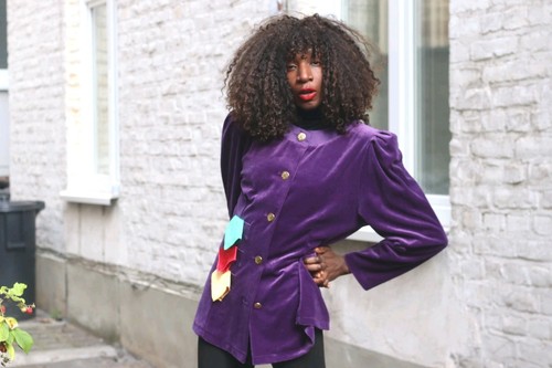 Vintage samtblazer lila - samtblazer,