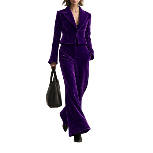 Damen samt kurzblazer und wide - damen,