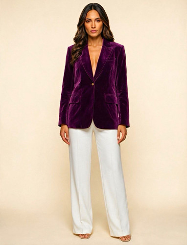 Damen samt blazer - damen, lila